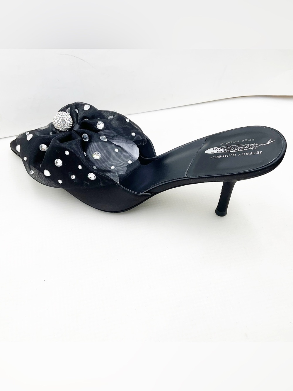 🆕{Jeffrey Campbell} Party Crasher Bow Pointed-Toe Crystal Mules - Picture 8 of 16